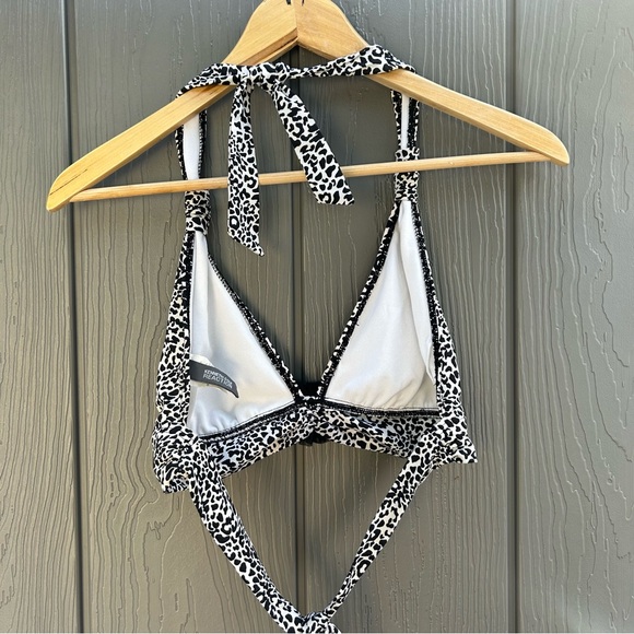 Kenneth Cole Swimwear Bikini Halter Top Medium Black Animal Beach Swimwear Rose - Picture 8 of 10